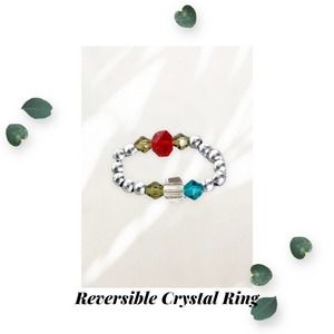 Crystal Stretch Reversible Ring - Siam Khaki Silver Indicolite